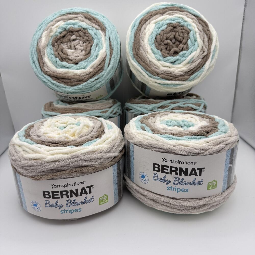 Bernat Baby Blanket Stripes Yarn Lot of 6 x 10.5 oz Joann Exclusive NEW